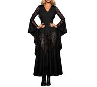Falda Midi Larga Ropa Medieval Disfraz de Bruja Vampiro Corsé Disfraces de Elfo Gótica Falda Interior de Disfraz de Mujer Vintage Steam Punk Rock Malla Negra Cintura Alta