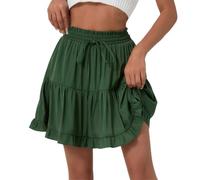Falda Midi para mujer con cordones de cintura alta en color sólido discreto plisado elegante plisado para una falda refinada para mujer falda corta, verde, S