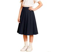 Falda Midi Plisada Informal para niñas, Falda Escolar para niñas Desde Primaria hasta la adolescencia. (Navy, 7-8 Years)