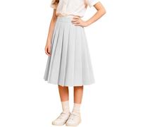 Falda Midi Plisada Informal para niñas, Falda Escolar para niñas Desde Primaria hasta la adolescencia. (White, 7-8 Years)