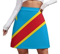 Falda Moderna Para Mujer - Casual Y Elegante, Minifalda Con Detalles De Expresión De La Identidad Y Bandera De La República Democrática Del Congo, Ideal Para Oficina Y Vacaciones, S-4Xl, Congo