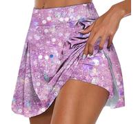 Falda Mujer Carnaval - Falda Deportiva Informal de Doble Capa con Estampado de Lentejuelas para con Cinturilla Elástica para Uso Deportivo 8 (Purple XL)