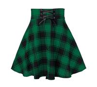 Falda Mujer Corta, Falda Escocesa Mujer Cintura Alta Hasta La Rodilla Retro Plisada Skirts Cintura Con Cordón Estilo Hip Hop Punk Casual Sueltas Elasticos Faldas Tenis Para Deportivos Entrenamien