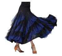 Falda Mujer Falda de Baile de salón for Mujer, Traje de Baile Flamenco, vals, competición clásica, práctica, Capas, Gran Swing, Faldas españolas(Royal Blue)