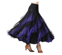 Falda Mujer Falda de Baile de salón for Mujer, Traje de Baile Flamenco, vals, competición clásica, práctica, Capas, Gran Swing, Faldas españolas(Purple)