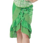 Falda Mujer - Falda Gótica De Punk Rock con Borde De Encaje Negro Falda Irregular De Cintura Alta (Green L)