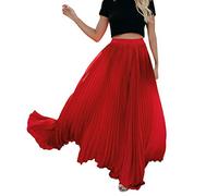 Falda Mujer Larga Talla Grande - Falda Plisada Mujer Larga con Cintura Elástica Elegante Color Sólido Fluido Baile Skirts Cintura Alta De Danza del Vientre Versátil Casuales Skirt para Vacaciones