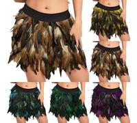 Falda Mujer Plumas, Mini Falda Mujer Sexy Color Sólido Clásicos Cómodos, Transpirables, Ligeras, Suave Delgado Fluido Básico Skirts para Disfraz De Escena