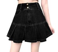 Falda Mujer Vaquera Falda Mujer Corta Cintura Alta Bolsillos Talla Grande Retro Salvaje Plisada Faldas con Botones Y Cremallera Linda Básica Casuales Simple Fiesta Vaquera Skirt para Vacaciones