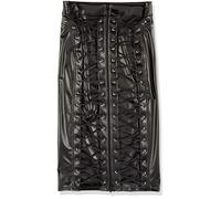 Falda negra hecha a mano, efecto mojado, con cordones F152, talla XL