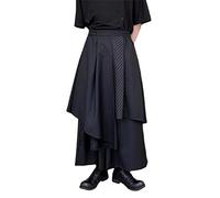 Falda pantalón asimétrico para hombre, faldas japonesas, hakama harén, pantalones harén de mago, pantalones harén de gran tamaño, pierna ancha, pantalones samurai, harén, ninja, harajuku kimono, Negro