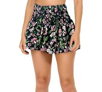 Falda pantalón con volantes para mujer, elástica, de cintura alta, floral, para playa, con pantalones cortos, plisados, holgados, estilo bohemio, minifaldas, ropa activa, falda corta de verano, falda