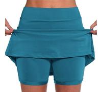Falda pantalón de golf para mujer, talla grande, con bolsillos, falda de tenis con pantalones cortos debajo de la falda atlética para yoga, falda de verano de color liso (verde, talla 4XL)