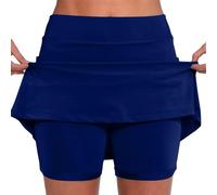 Falda pantalón de golf para mujer, talla grande, con bolsillos, falda de tenis con pantalones cortos debajo de la falda atlética para yoga, falda de verano de color liso (azul oscuro, 5XL)