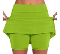 Falda pantalón de golf para mujer, talla grande, con bolsillos, falda de tenis con pantalones cortos debajo de la falda atlética para verano, falda de yoga, pantalones de color sólido (verde, talla 2