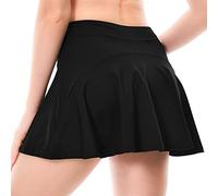 Falda Pantalon Deporte Mujer con Bolsillo, 2 en 1 Elástica Cortos Faldas Plisada de Tenis Mini Skirt para Golf Correr Gimnasio (Negro,XL)