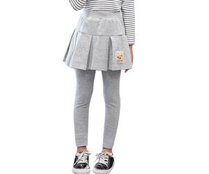 Falda pantalón para niña con volantes leggings sin pies combinados falda encantadora ropa infantil para juegos activos, gris, 7-8 años