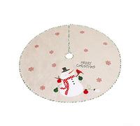 Falda para árbol de Navidad, 110 cm, lino, beige, redonda, para decoración de vacaciones y protección del suelo