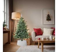 Falda para árbol de Navidad, 56 cm de diámetro, plástico, aspecto de ratán | Polipropileno, aspecto de ratán, conexión rápida, limpieza húmeda, diámetro de 56 cm, color blanco
