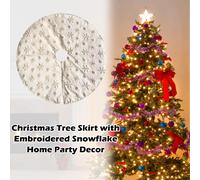 Falda para árbol de Navidad, 90 cm, blanca y dorada, con copos de nieve. Falda de felpa gruesa y supersuave, compatible con la decoración del