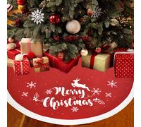Falda para árbol de Navidad de 122 cm, roja, redonda, con copos de nieve, tejida, para la base del árbol, manta para árbol de Navidad, decor