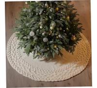 Falda para árbol de Navidad de Fibra acrílica Redonda de 48 Pulgadas, Falda Blanca para árbol de Navidad con Corbata, Decorativa y Protectora, para el hogar, Oficina, Fiesta, decoración del ho