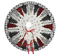 Falda para árbol de Navidad, Falda Redonda para árbol con patrón de Adornos a Cuadros de 47 Pulgadas con Correas de Cuerda roja para Navidad, Fiestas navideñas y para Agregar un Ambiente Festivo