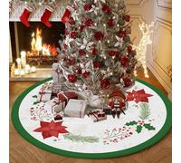Falda para árbol de Navidad, Falda Redonda para árbol con Ribete Verde de 47 Pulgadas para Navidad, Fiestas navideñas y para Agregar un Ambiente Festivo, decoración navideña