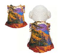 Falda para mascotas con estampado dorado de sendero otoñal - Linda ropa para perros pequeños, ropa de perro para Navidad y Acción de Gracias