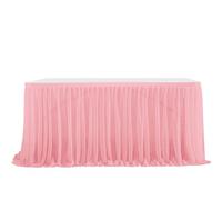 Falda para Mesa de Fiestas Falda de mesa de gasa semitransparente for decoración de mesas de fiestas de cumpleaños, cenas, banquetes de boda(Pink,14FT(L4.26m H0.75m))