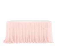 Falda para Mesa de Fiestas Falda de mesa de gasa semitransparente for decoración de mesas de fiestas de cumpleaños, cenas, banquetes de boda(Light pink,14FT(L4.26m H0.75m))