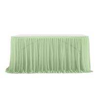 Falda para Mesa de Fiestas Falda de mesa de gasa semitransparente for decoración de mesas de fiestas de cumpleaños, cenas, banquetes de boda(Green,14FT(L4.26m H0.75m))