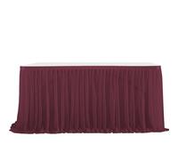 Falda para Mesa de Fiestas Falda de mesa de gasa semitransparente for decoración de mesas de fiestas de cumpleaños, cenas, banquetes de boda(Wine red,14FT(L4.26m H0.75m))