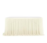 Falda para Mesa de Fiestas Falda de mesa de gasa semitransparente for decoración de mesas de fiestas de cumpleaños, cenas, banquetes de boda(Light yellow,14FT(L4.26m H0.75m))