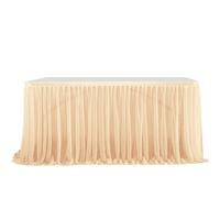 Falda para Mesa de Fiestas Falda de mesa de gasa semitransparente for decoración de mesas de fiestas de cumpleaños, cenas, banquetes de boda(Beige,14FT(L4.26m H0.75m))