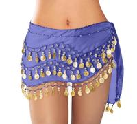 Falda para mujer, falda de tul, falda de danza del vientre, falda envolvente con cintura, falda bohemia gitana fluida para actuaciones, fiestas, azul, talla única