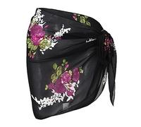 Falda para mujer, vestido cruzado, traje de baño, delantal, ropa de playa, ligero, vestido envolvente, elegante, traje de baño, manta, moda de playa, Negro , Talla única