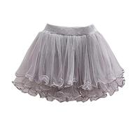 Falda para Niñas Minifalda De Tul De Malla Vestido De Hada De Una Línea De Cintura Alta Tutú En Capas para Niñas Falda Tutú Esponjosa De Tul De 3 Capas Estilo B Gris 130 8-9 Años