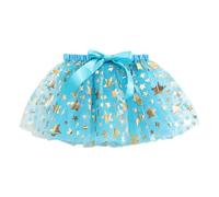 Falda para niñas, niños, niñas, vacaciones, fiesta, ballet, faldas, disfraz, fiesta, estrella, lentejuelas, tul, azul celeste, 4-6 años