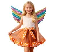 Falda para niñas y niños, cintura elástica, enagua con alas, minifalda de baile, para carnaval, Halloween, fiesta, Watermelon Red, 6-8 años