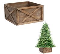 Falda Plegable de Madera para árbol de Navidad, Soporte de árbol de Navidad, Cubierta de Base, Collar, Canasta, Anillo para decoración de árbol, 45 x 43 x 25 cm