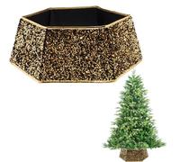 Falda Plegable para árbol de Navidad de 26.8 Pulgadas, con Lentejuelas, Soporte para la Base del árbol, para decoración de árbol