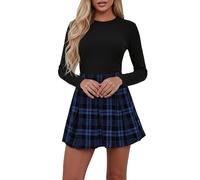 Falda Plisada a Cuadros con diseño Que ciñe la Cintura