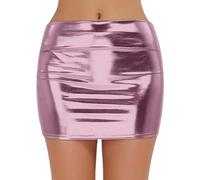 Falda plisada blanca para mujer, faldas elásticas para patinador, líneas A, color rosa, campanas brillantes, informales, mini carnaval dorado, carnaval negro, cintura alta, purpurina, Rosa., XXL