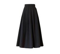 Falda Plisada Corto Long Skirts For Women Simple High Waist Big Swing Pleated Skirt Grade A Line(Black,L)