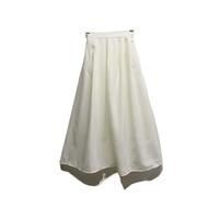 Falda Plisada Corto Long Skirts For Women Simple High Waist Big Swing Pleated Skirt Grade A Line(White,M)