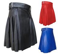 Falda plisada de cuero para hombre, falda escocesa con cinturón, faldas punk vintage, faldas góticas sólidas, vestido de tartán de las tierras altas, falda escocesa inteligente, falda escocesa