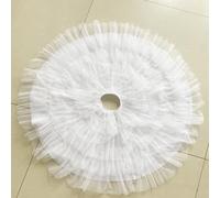 Falda plisada de malla blanca de color sólido, falda de árbol de tarta, elementos decorativos para decoración de árbol de Navidad