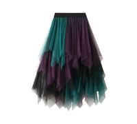 Falda plisada de tul, faldas asimétricas para mujer, disfraz de pavo real, falda de tul, falda corta de patinador, falda midi de invierno, monocolor, básica, disfraz de carnaval, morado, Talla única