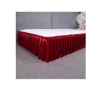 Falda plisada decorativa para escenario o mesa, 5m, tela sedosa 68D | Tela sedosa en estilo estándar o magnético for bordes de escenarios, pasarelas y zócalos(Dark red,Adhesive-backed: H35cm)
